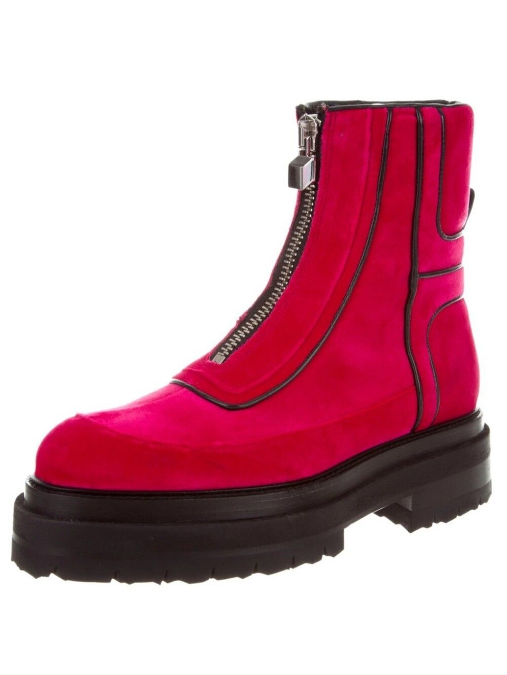 Pierre Hardy Womens Fuschia Pink Machina Platform Front Zip Ankle Boots Size 9